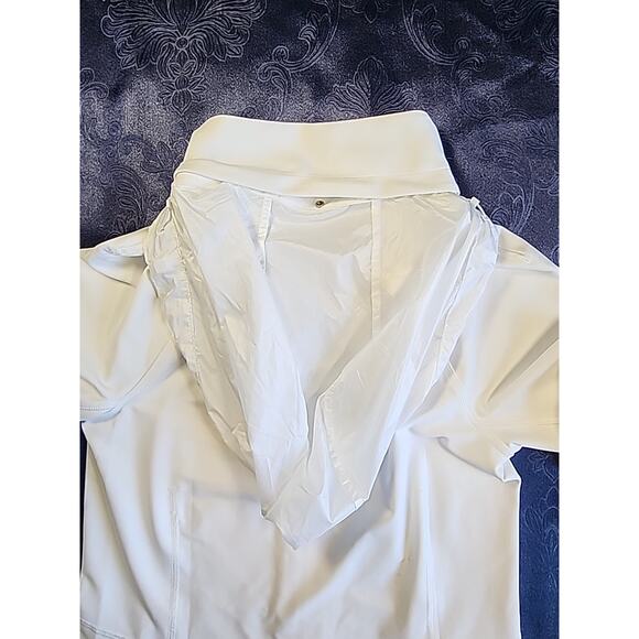 Athleta Hope Yoga Jacket White Full Zip Stretch Size Small Removable Hoodie - Picture 7 of 9